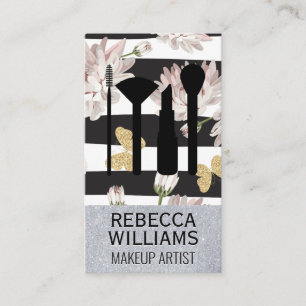 Blume und Schmetterlinge   Glitzer Makeup Set Visitenkarte