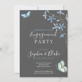 Blume und Schmetterlinge | Grey Engagement Party Einladung