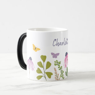 Blume und Schmetterlinge Individuelle Name Verwandlungstasse