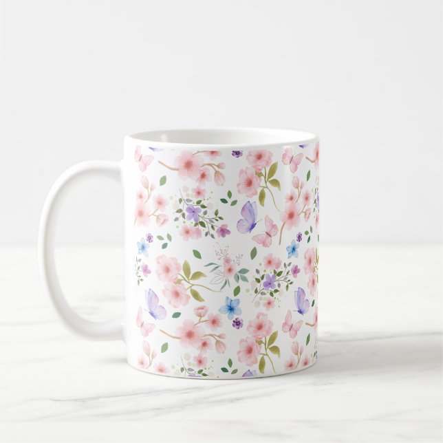 Blume und Schmetterlinge Kaffeetasse (Links)