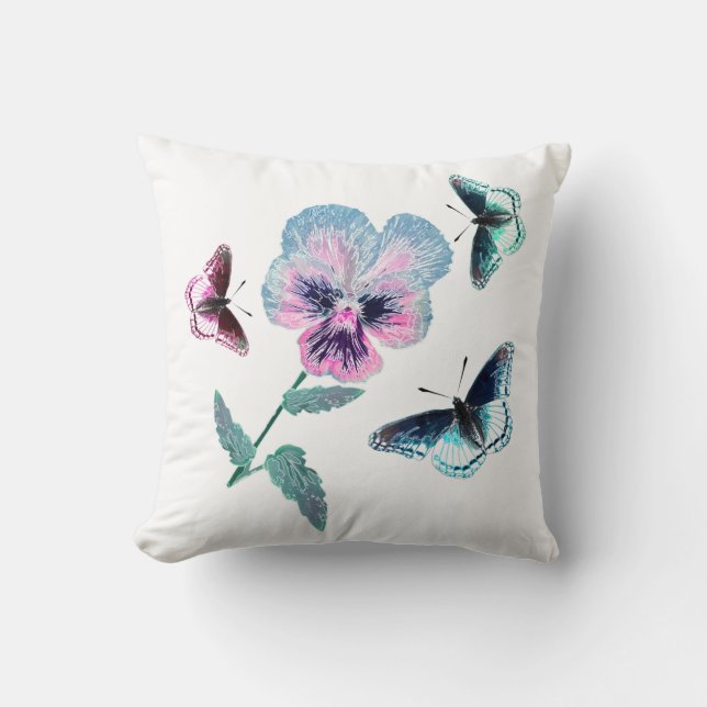 Blume und Schmetterlinge. Kissen (Vorderseite)