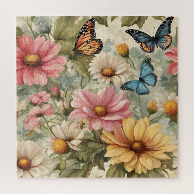 Blume und Schmetterlinge Kunst-Puzzle Puzzle (Vertikal)