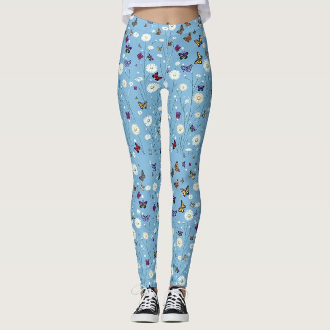 Blume und Schmetterlinge Leggings (Vorderseite)