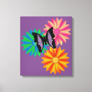 Blume und Schmetterlinge Leinwanddruck