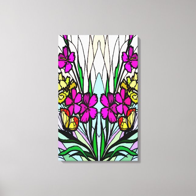 Blume und Schmetterlinge Leinwanddruck (Vorderseite)