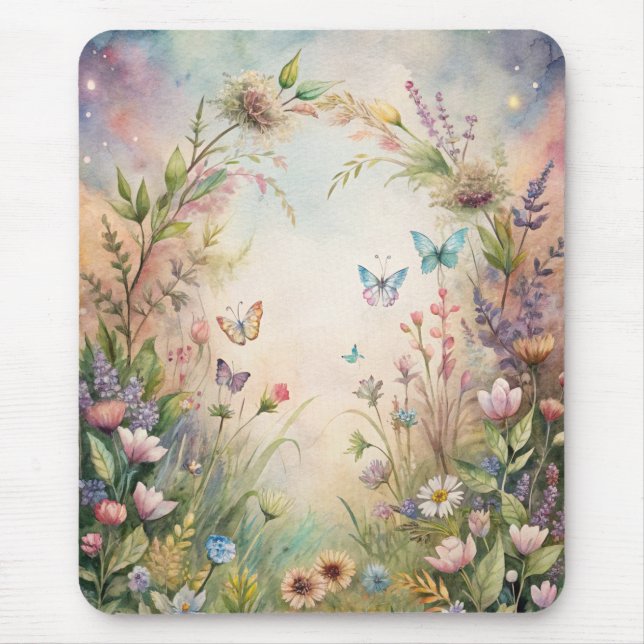 Blume und Schmetterlinge Mousepad (Vorne)