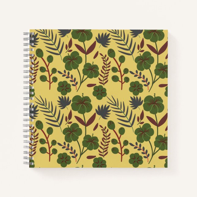 Blume und Schmetterlinge, nahtlos Notizbuch (Vorderseite)