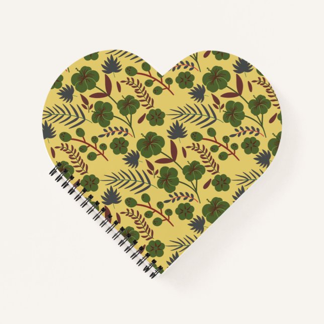 Blume und Schmetterlinge, nahtlos Notizbuch (Vorderseite)