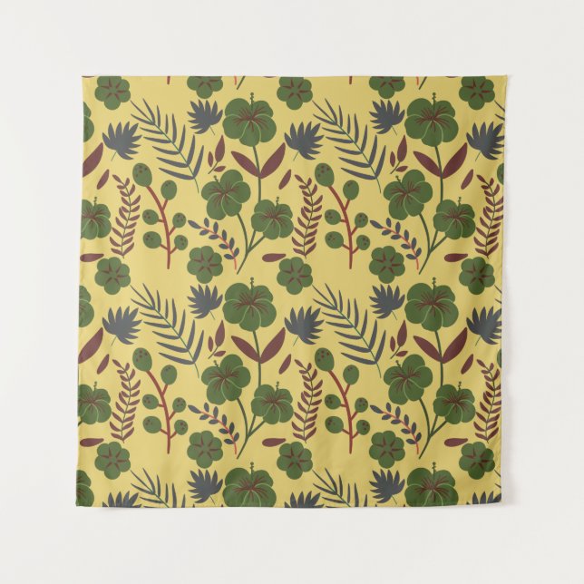 Blume und Schmetterlinge, nahtlos Wandteppich (Vorderseite)