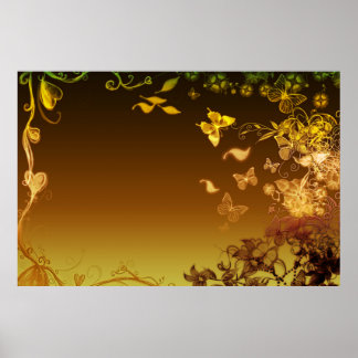 Blume und Schmetterlinge Poster