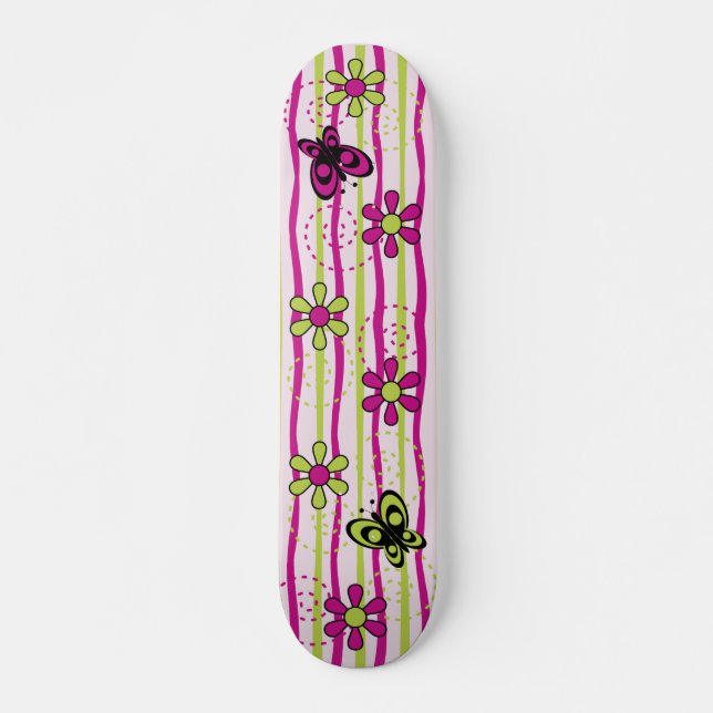 Blume und Schmetterlinge Skateboard (Vorne)