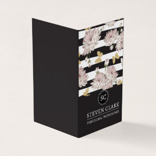 Blume und Schmetterlinge   Streifen Visitenkarten