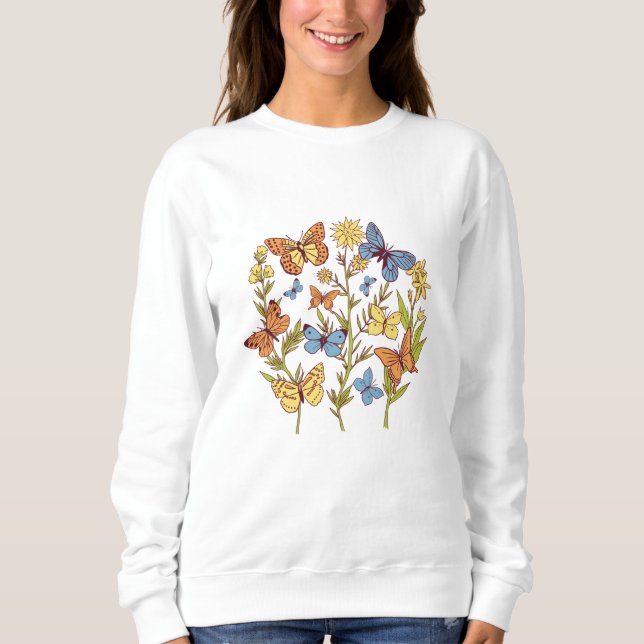 Blume und Schmetterlinge Sweatshirt (Vorderseite)