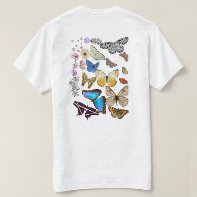 Blume und Schmetterlinge T-Shirt (Design Rückseite)