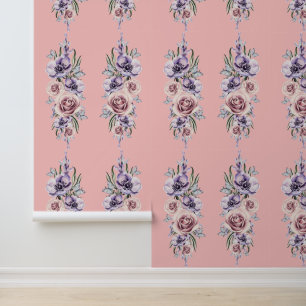 Blume und Schmetterlinge Vintages Retro-Design Tapete