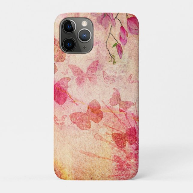 Blume und Schmetterlinge Wasserfarbe, Case-Mate iPhone Hülle (Rückseite)