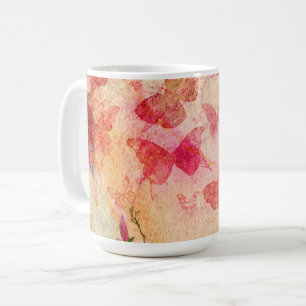 Blume und Schmetterlinge Wasserfarbe, Kaffee Tasse