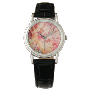 Blume und Schmetterlinge Wasserfarbe, Ladys Watch Armbanduhr