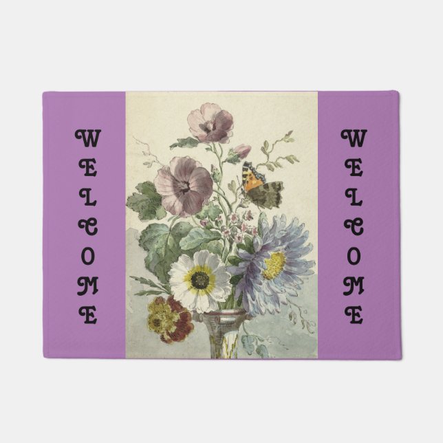 Blume und Schmetterlingsmatte Fußmatte (Vorderseite)