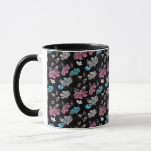 Blume- und Schmetterlingsmuster Tasse