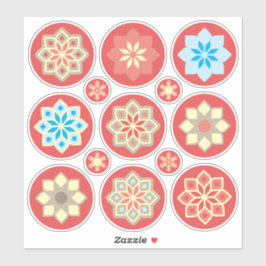 Blume und Schneeflocken auf rotem CC0245 Aufkleber