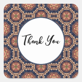 Blume und Sternen-Muster - Vielen Dank Quadratischer Aufkleber