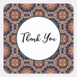 Blume und Sternen-Muster - Vielen Dank Quadratischer Aufkleber