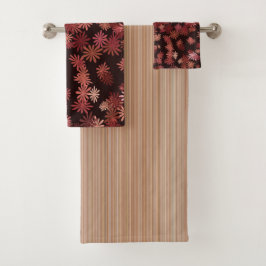 Blume und Streifen Badhandtuch Set