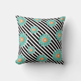 Blume- und Streifen-Kissen Kissen
