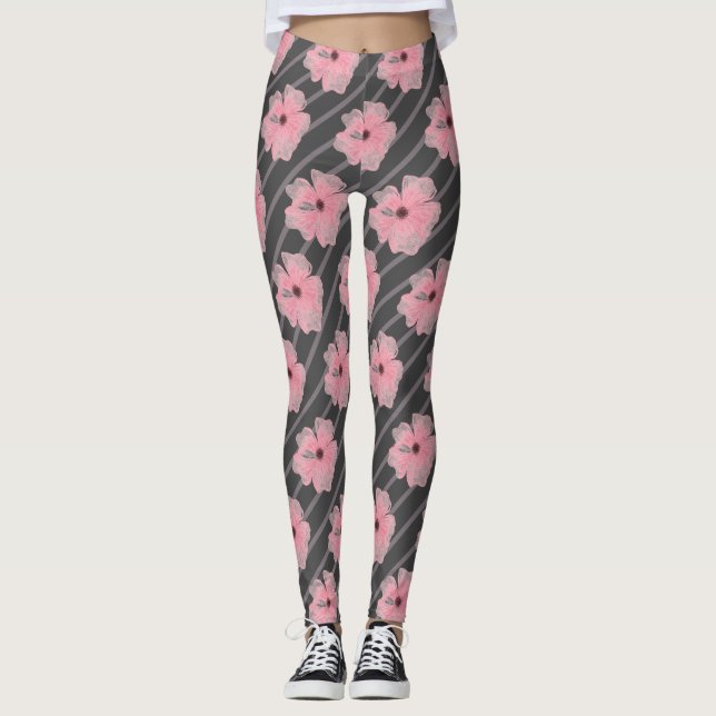 Blume und Streifen Leggings (Vorderseite)