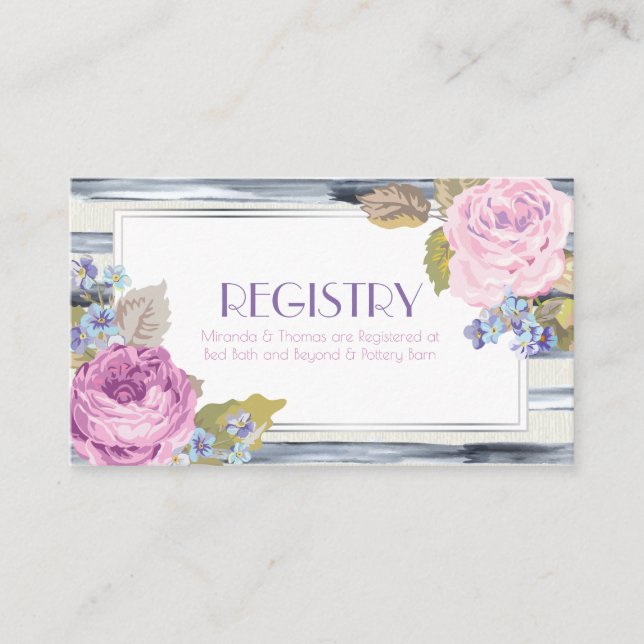 Blume und Streifen-Registrierungskarten Begleitkarte (Vorderseite)