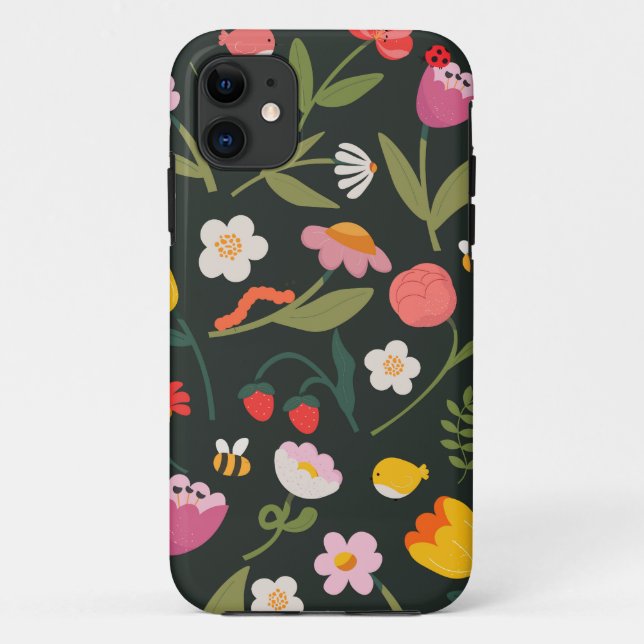 Blume und Tiere. iPhone-Gehäuse-Design Case-Mate iPhone Hülle (Rückseite)