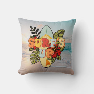 Blume und tropische Blätter zum Surfen im Sommer Kissen