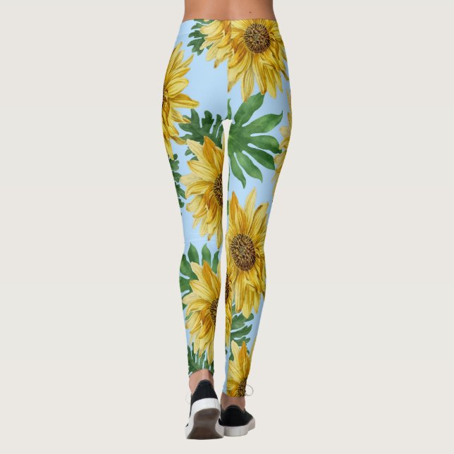 Blume und tropisches Blattwerk Leggings (Rückseite)