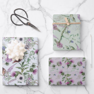 Blume und Umhüllungspapierblätter für Wasserfarben Geschenkpapier Set
