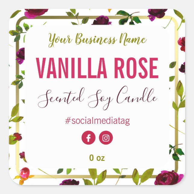 Blume und Umweltzeichen Quadratischer Aufkleber (Vorderseite)