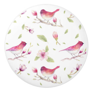 Blume und Vögel Keramikknauf