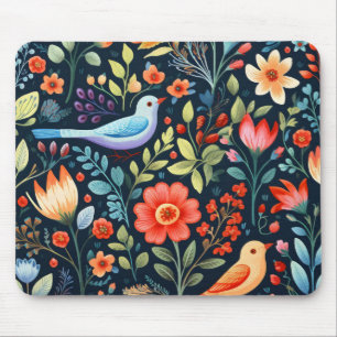 Blume und Vögel Mousepad