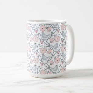 Blume und Vögel Nahtloses Muster Kaffeetasse