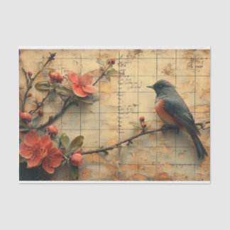 Blume und Vögel Seidenpapier