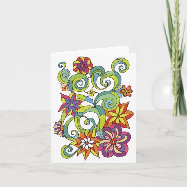 Blume und Wirbel leeres Notecard (Vorderseite)