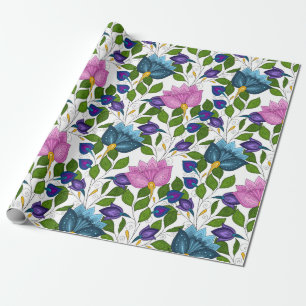Blume und wirbelloses Muster 32 Wrapping Paper Geschenkpapier