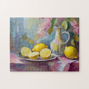 Blume und Zitronen Modernes Stillleben Puzzle
