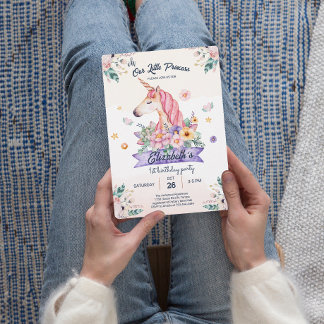 Blume Unicorn Girl Geburtstagsfeier Einladung