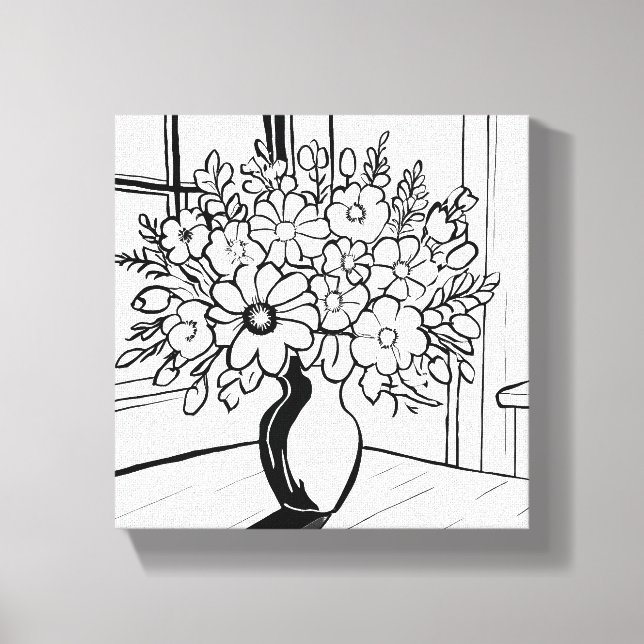 Blume Vase Bouquet Modernes Minimalistisch Leinwanddruck (Vorderseite)