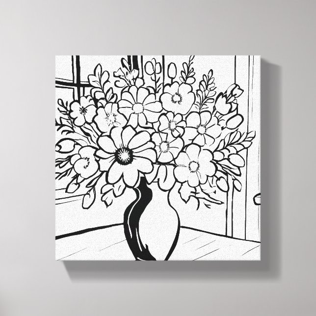 Blume Vase Bouquet Modernes Minimalistisch Leinwanddruck (Vorderseite)