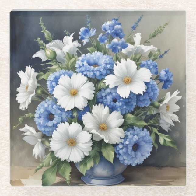 Blume Vase Elegantes Wasser Glasuntersetzer (Vorderseite)