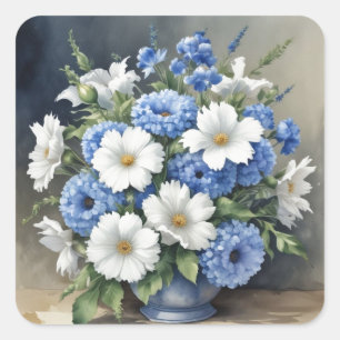 Blume Vase Elegantes Wasser Quadratischer Aufkleber