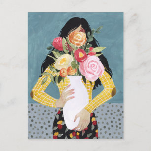 Blume Vase Girl Postkarte