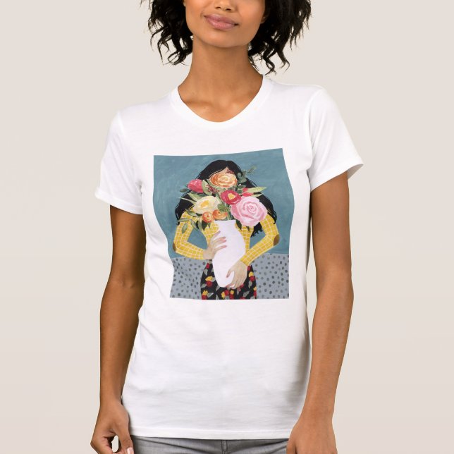 Blume Vase Girl T-Shirt (Vorderseite)